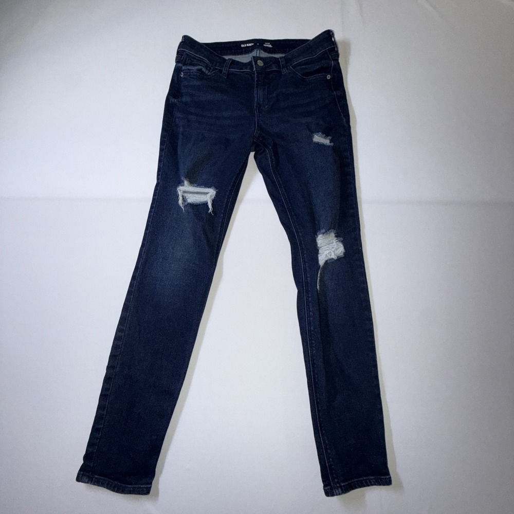 Old Navy Mid Rise Rockstar Super Skinny Distressed Women's Ankle Jeans Sz 6 Blue